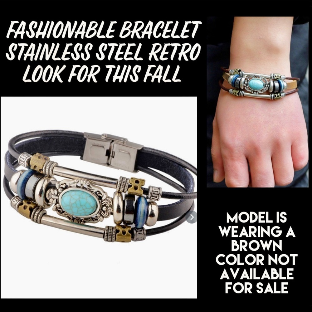 NWOT FASHIONABLE BRACELET STAINLESS STEEL RETRO LOOK FOR THIS SEASON